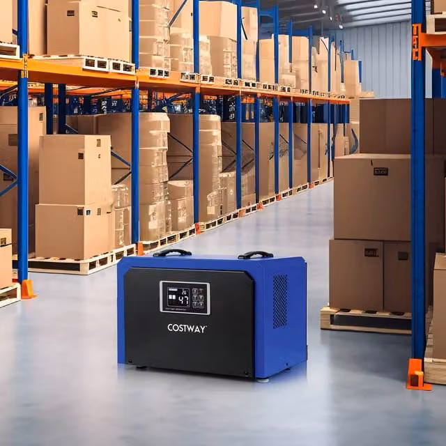 Costway 60L Commercial and Industrial Crawl Space Dehumidifier with 24H Timer, Blue