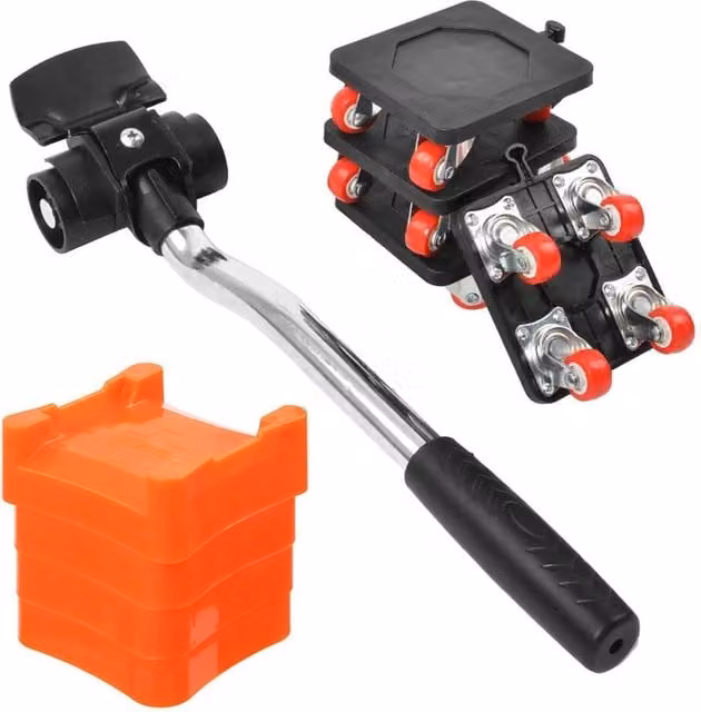 KORVIXA Furniture Moving Wheels Set with 880lb Lifter and Mover Tool Kit, Orange