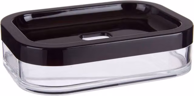 Orsina Black Acrylic Rectangular Self-Draining Soap Dish Holder