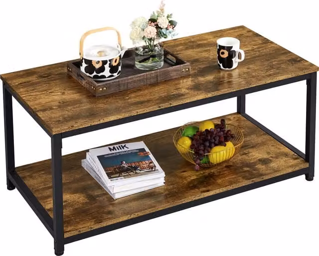 Yaheetech Industrial Rectangular Coffee Table in Rustic Brown