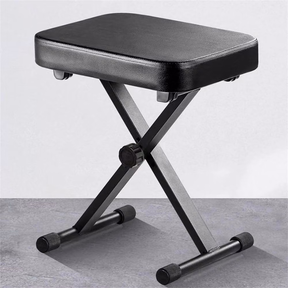 Nordara Piano Keyboard Stool with Black Synthetic Leather Padded Seat and Adjustable Height, W: 53 cm, D: 30 cm, H: 30-53 cm – 3
