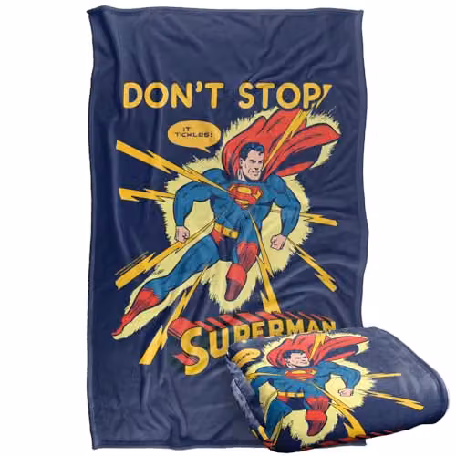 Warner Bros. Superman It Tickles Super Soft Fleece Throw Blanket for Children, Multicolour