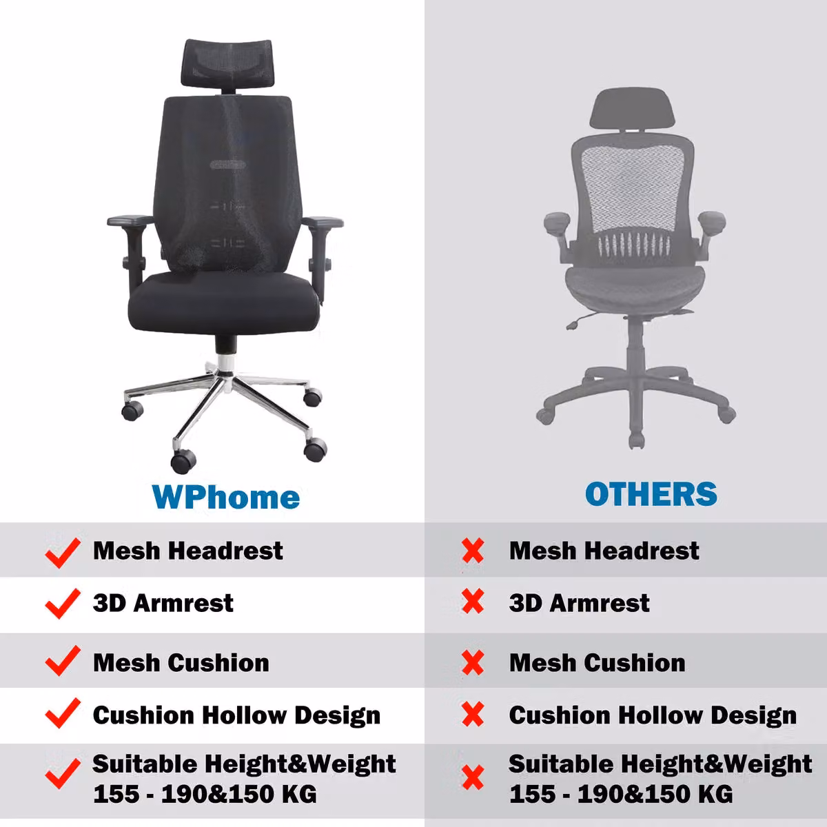 JFY Executive Padded Swivel Office Chair with Headrest and Armrests in Black Fabric – 8