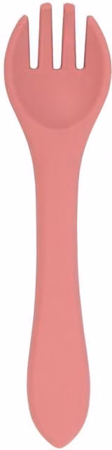 Tiny Dining Ergonomic Silicone Weaning Fork in Pink, BPA-Free for Babies and Toddlers