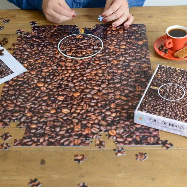 Full of Beans Impuzzible 500 Piece Jigsaw Puzzle in Yellow and Brown