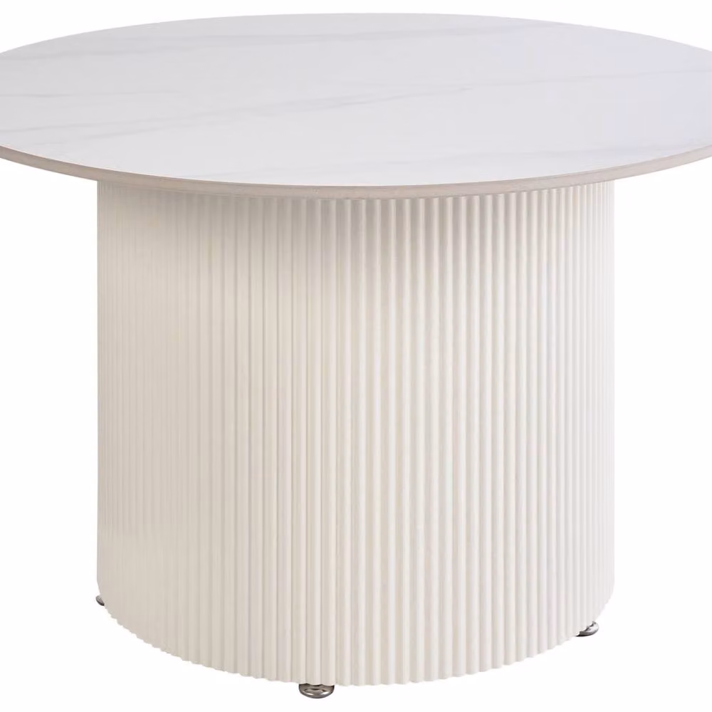Wyld and Coco Round Coffee Table with Light Beige Sintered Stone Top, Diameter: 70 cm, Height: 43 cm – 2