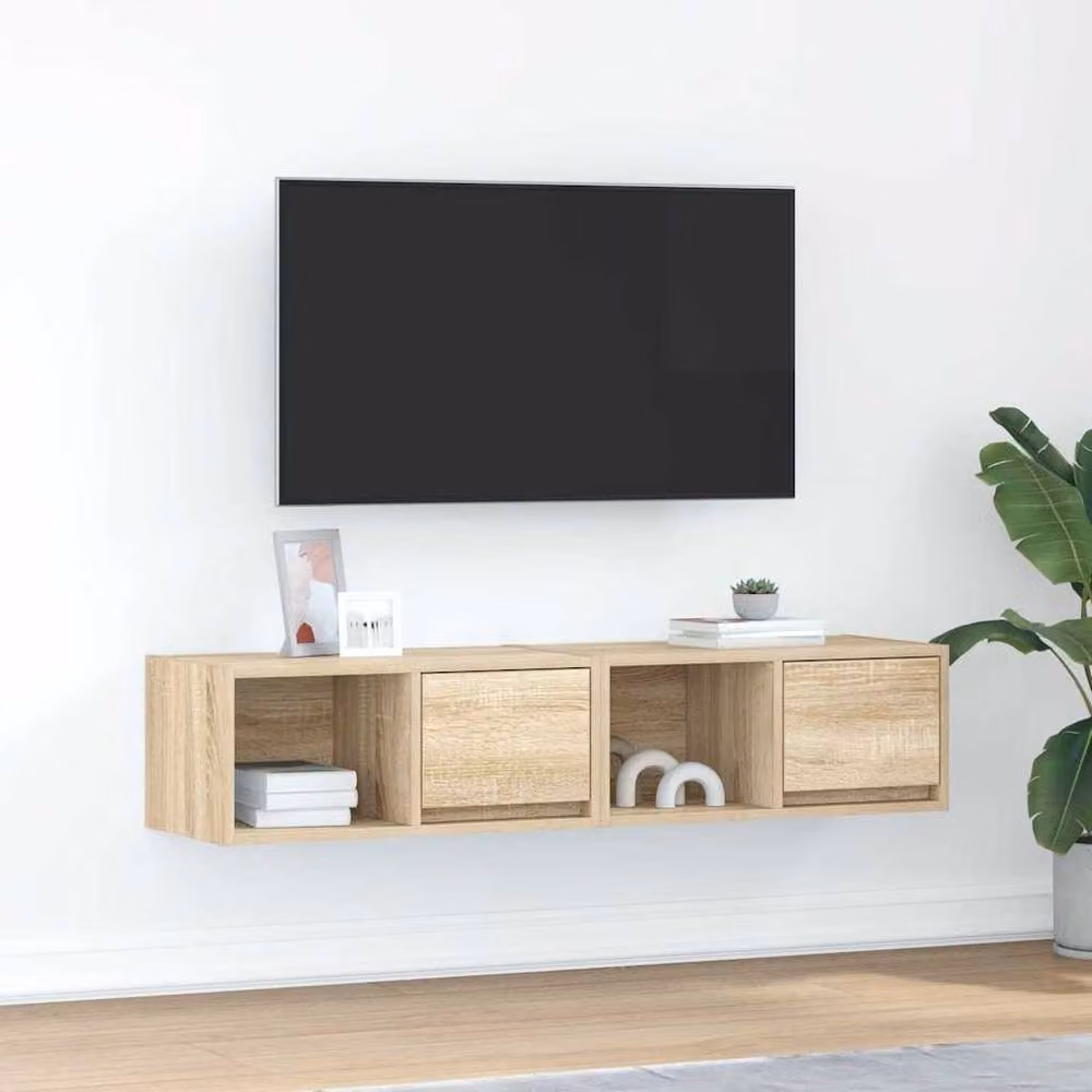 Berkfield Home Set of 2 Sonoma Oak TV Cabinets in Light Brown, W: 60 cm, D: 31 cm, H: 25.5 cm – 2