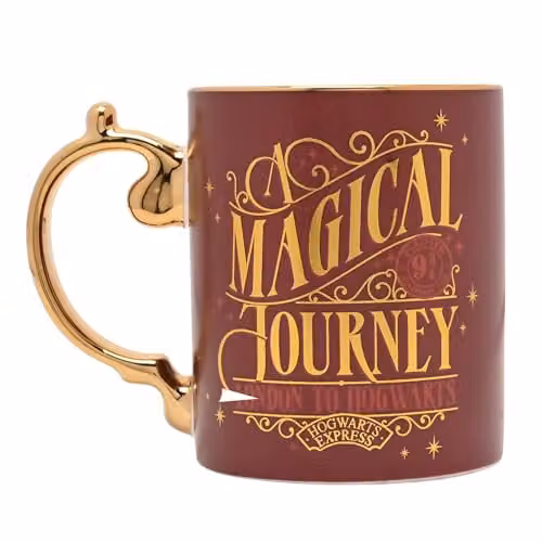 Widdop and Co Harry Potter Hogsmeade Station Collectable Ceramic Mug, Red with Gold Handle, 325ml – 2