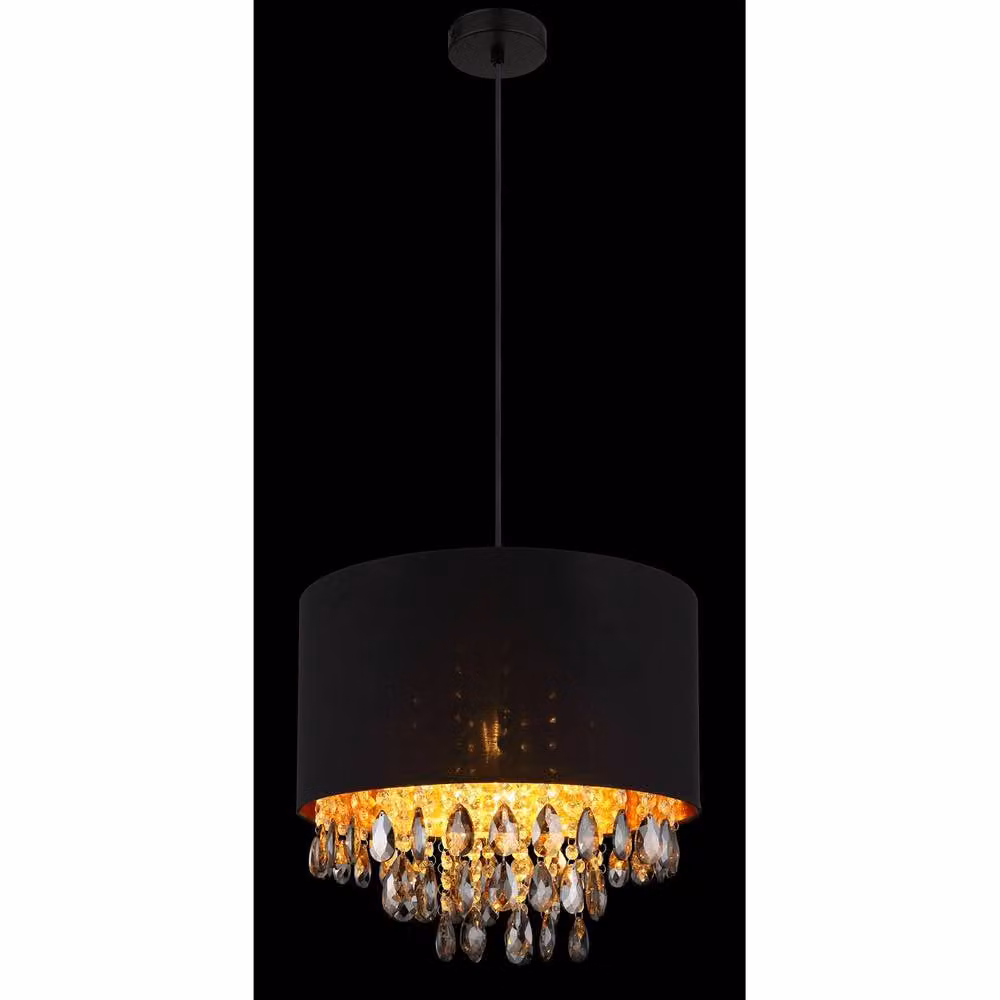 Globo Lighting Coletta Pendant Light in Black and Gold with Crystal, Diameter: 40 cm, Height: 120 cm – 7