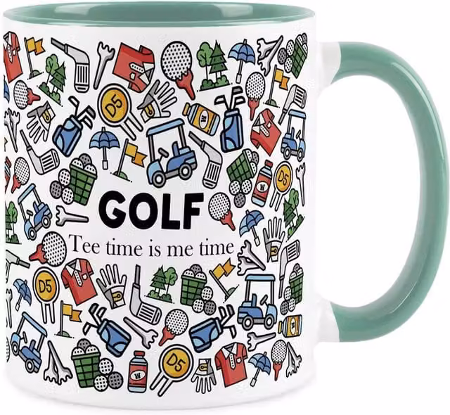 Purely Home Turquoise Ceramic Novelty Golf Mug for Adults
