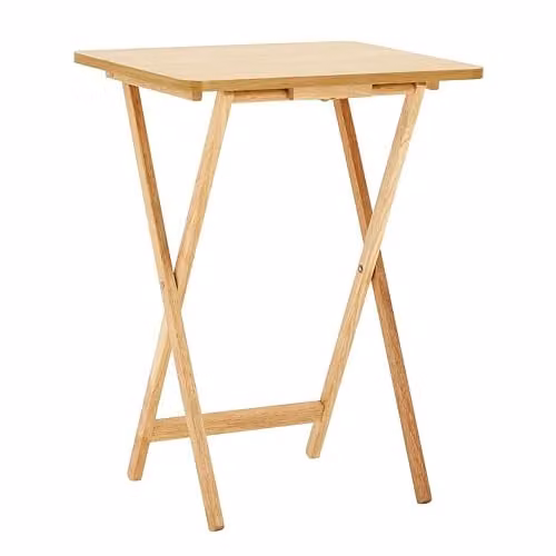 Premier Housewares Folding Rubberwood Snack Table, Brown, W/D/H: 65 x 49 x 39 cm
