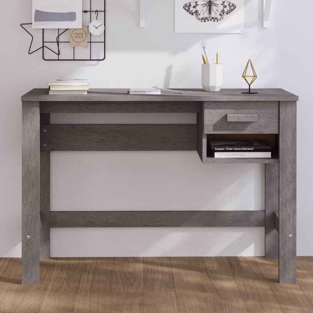 Berkfield HAMAR Writing Desk in Light Grey Solid Pine, W/D/H: 110 x 40 x 75 cm – 2