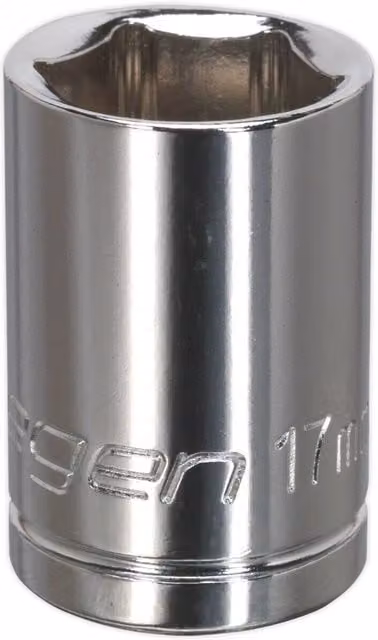 Loops 17mm Chrome Plated 1/2 inch Square Drive Socket in Silver Carbon Steel – 1
