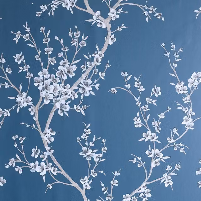 Arthouse Oriental Trail Botanical Floral Wallpaper in White, Petrol and Blue