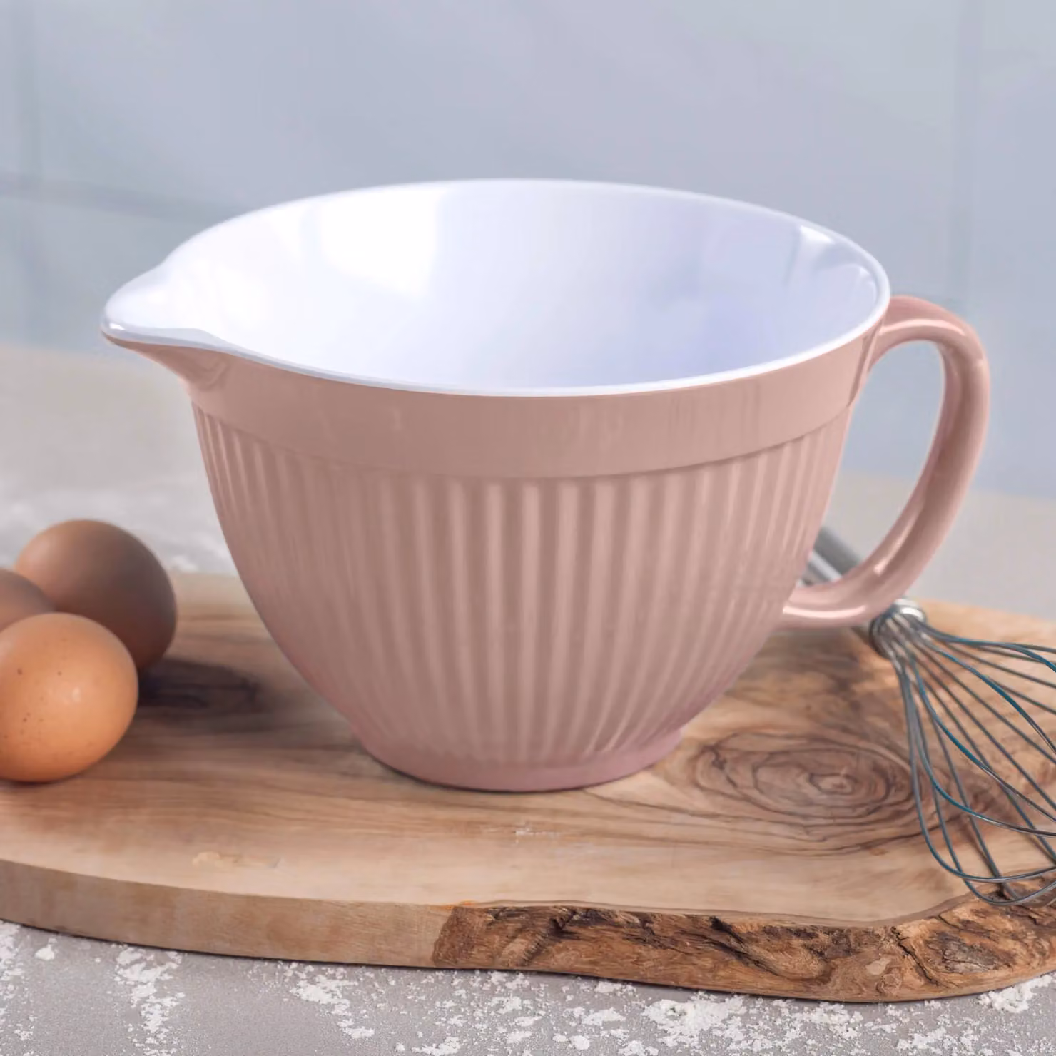 Zeal Melamine Mixing Bowl and Batter Jug with Pouring Spout and Non-Slip Base, Pink – 2