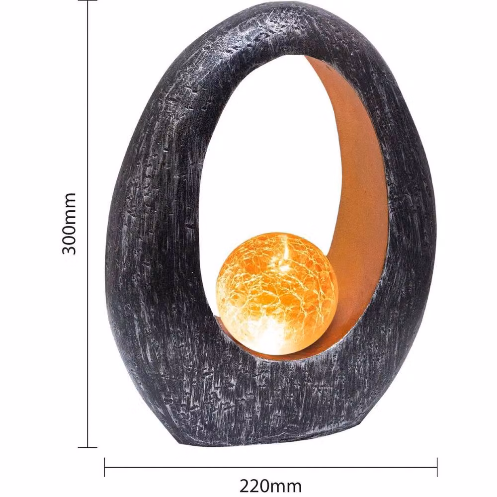 NESTLUNE Solar Powered Full Moon Resin Garden Ornament in Black, H 100 cm x W 15 cm x D 15 cm – 2