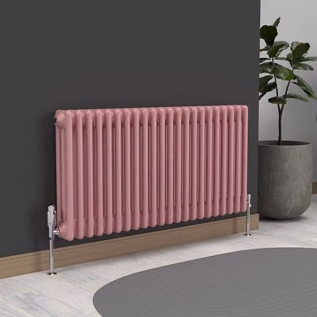 Lux Heat Horizontal 3 Column Steel Radiator in Pink, W: 101.0 cm, H: 50.0 cm