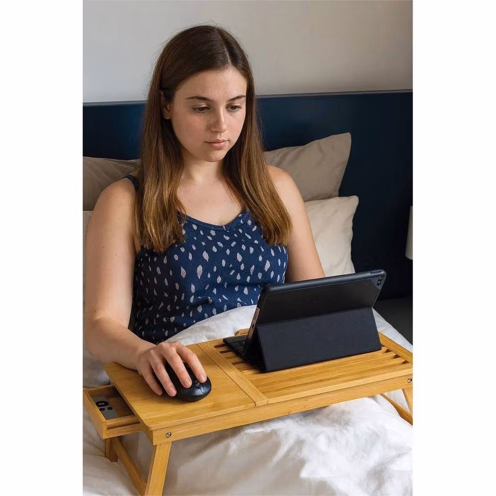 EONLION Adjustable Bamboo Portable Laptop Bed Table in Brown, 100 cm – 2