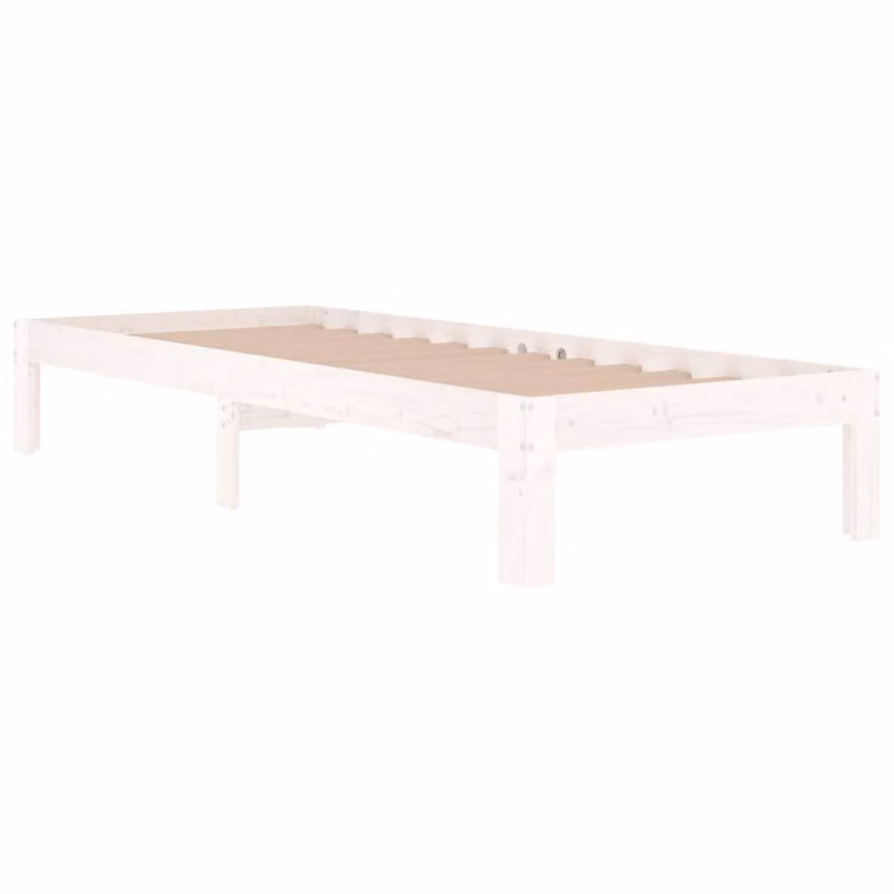 Berkfield Home White Solid Pine Wood Small Single Bed Frame – 3