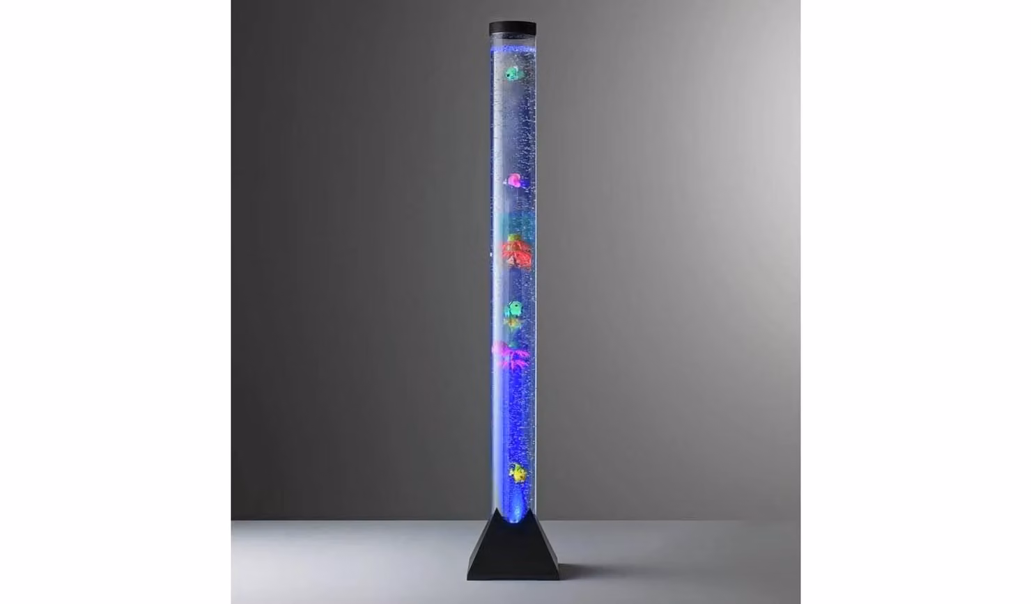 Cheap Furniture Warehouse Sensory Bubble Fish LED Floor Lamp in Black and Multicolour for Childrens Rooms, H 120 cm x W 27 cm x D 27 cm