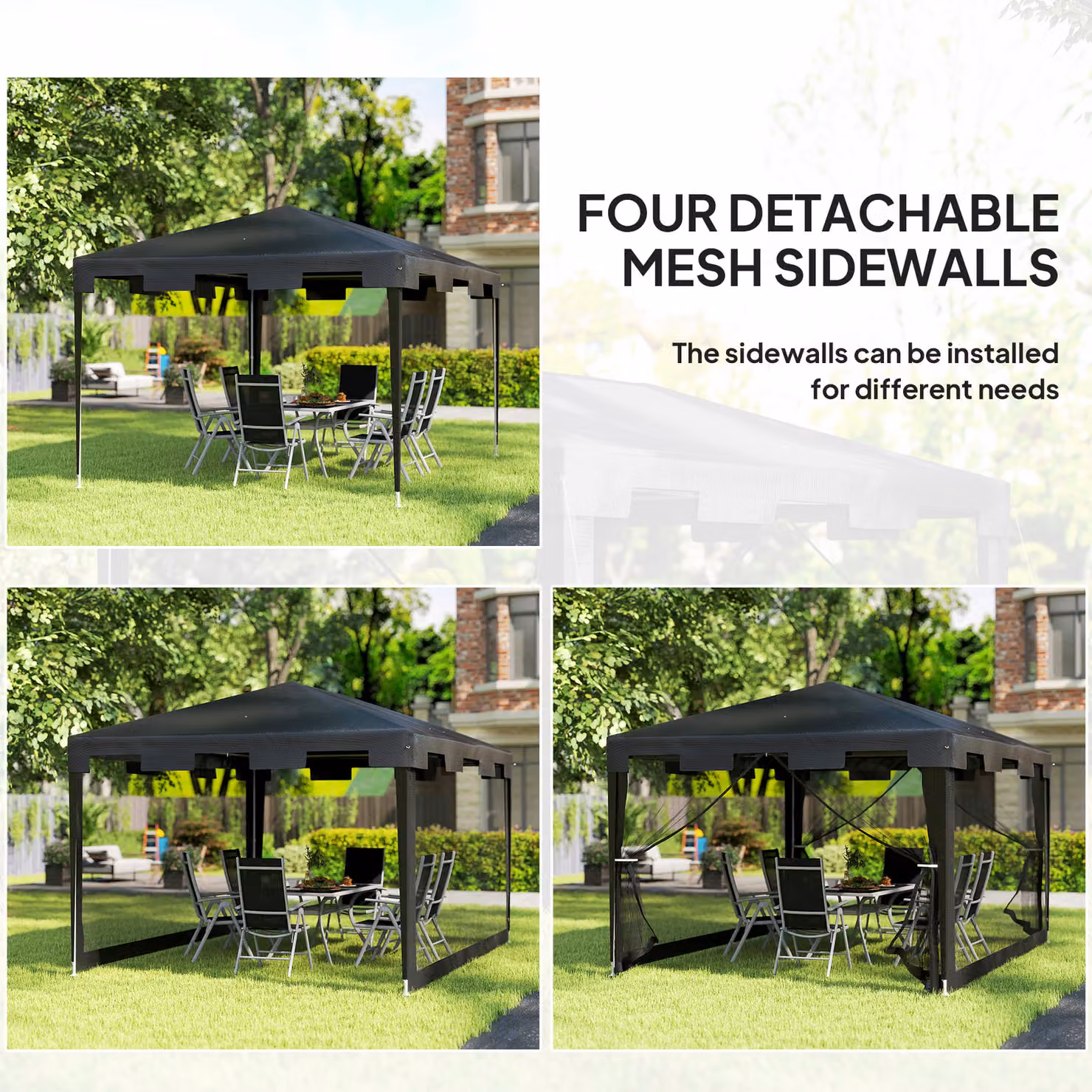 Outsunny Waterproof Party Tent Wedding Gazebo with PE Canopy and Panels, W/D/H: 400 x 300 x 255 cm – 4