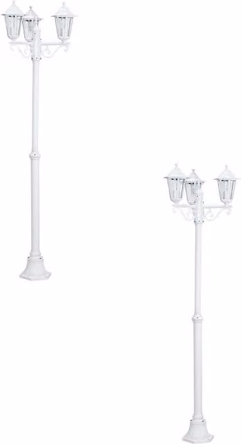 Loops 2 Pack White Aluminium IP44 Outdoor Bollard Lanterns with E27 Lamp Holder