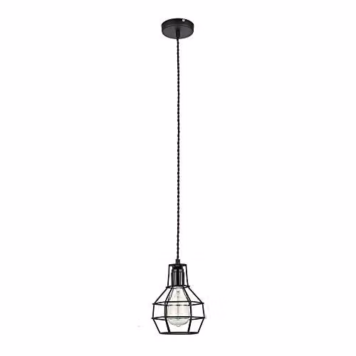 Italux Netlighting Industrial and Retro Black Metal Hanging Pendant Light with E27 Socket