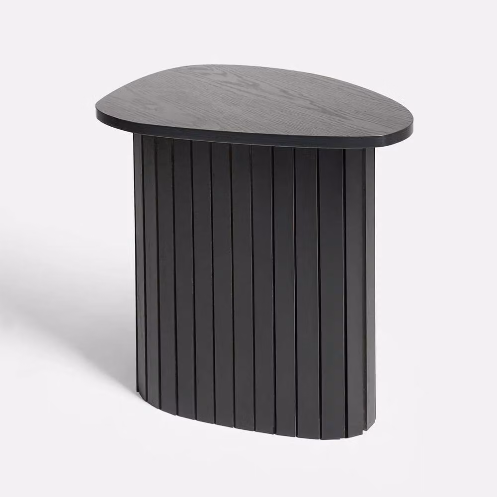 VOGREX Modern Ribbed Black Wooden Coffee Table, W/D/H: 55 x 39 x 41 cm – 2
