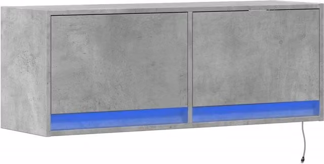 Berkfield Home Modern TV Wall Cabinet with LED Lights in Concrete Grey, W/D/H: 100 x 31 x 35 cm – 1