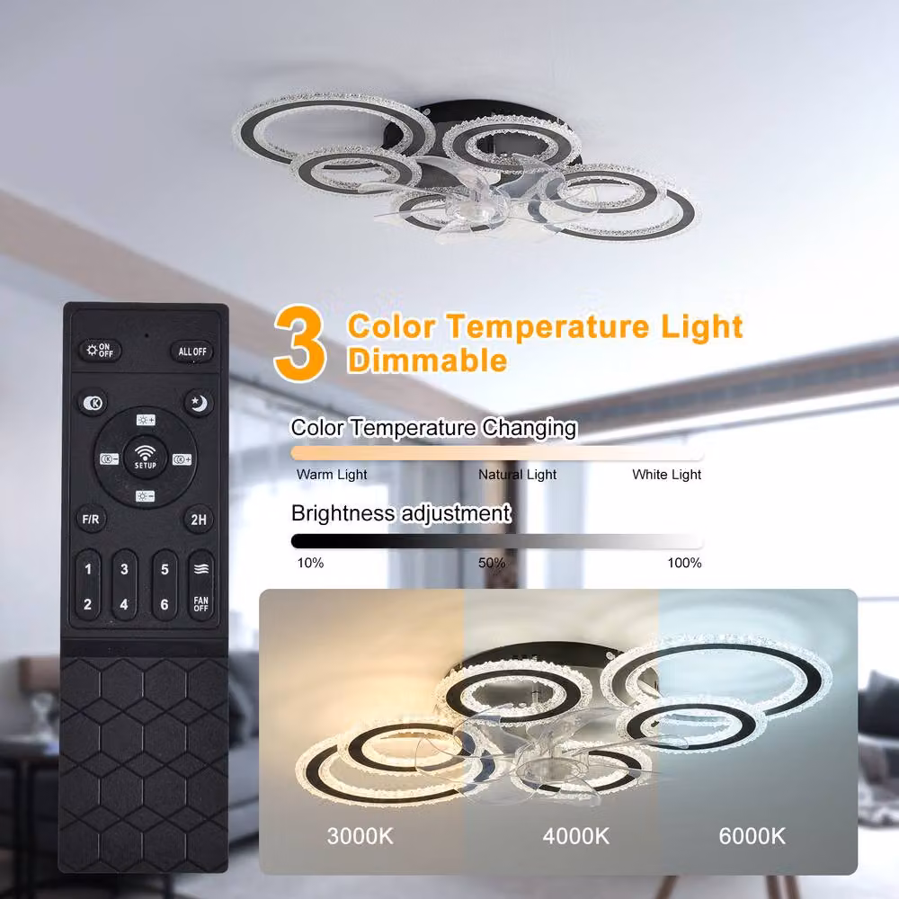 NIVOR Black Smart Ceiling Fan with LED Light and Remote Control – 2