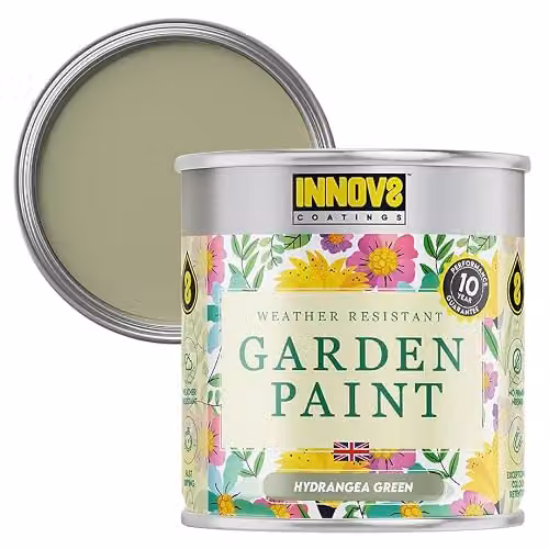 INNOV8 COATINGS Weatherproof Garden Paint for Wood, Satin Gloss Finish, Green, 0.75 l