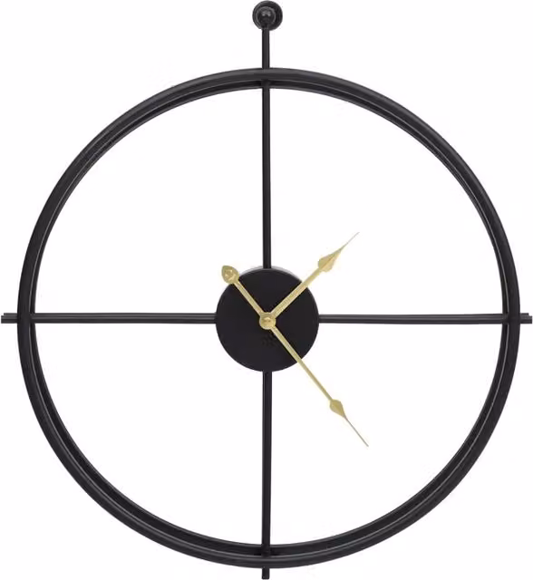 Berkfield Home Minimalist Round Analog Wall Clock in Black Metal, Diameter: 52 cm