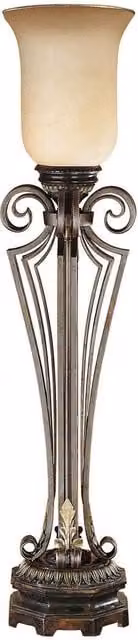 Loops Table Lamp with Bronze Base and Amber Transparent Glass Shade, E14 60W LED Compatible – 1