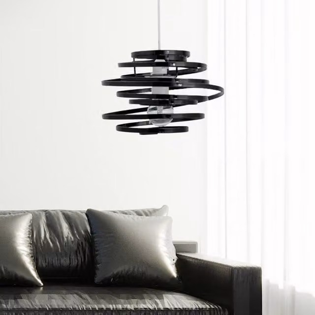 First Choice Lighting Black Metal Swirl Easy Fit Lamp Shade