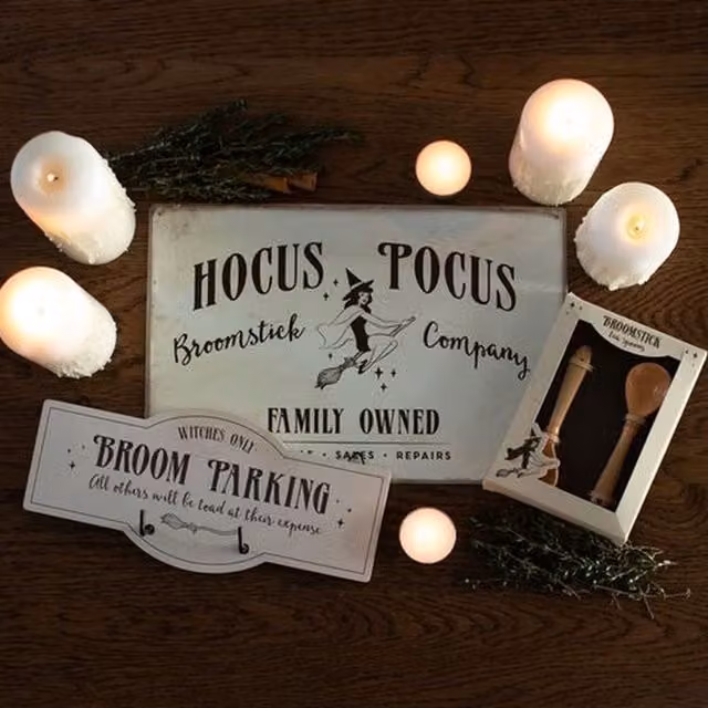 KDMK Witchy Broom Halloween Wall Mounted Metal Parking Hook in White