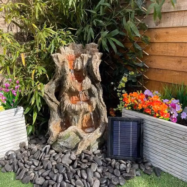 Tranquility Arroyo Solar Powered Cascade Water Feature in Grey and Brown, W/D/H: 63 x 40 x 36 cm – 1