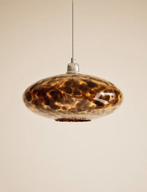 M&S Glass Tortoise Shell Oval Easy Fit Lampshade in Brown