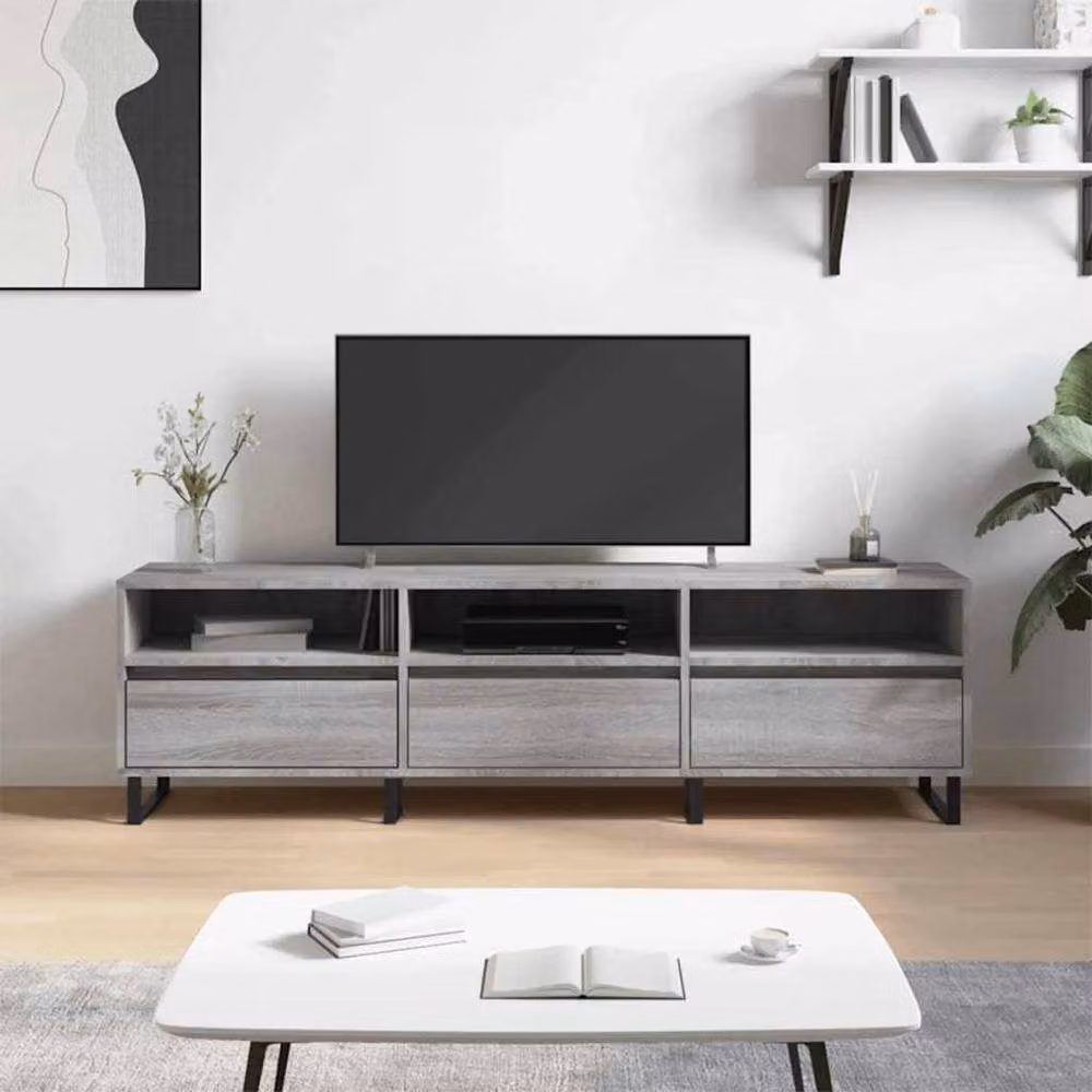 Berkfield Home Grey Sonoma TV Cabinet in Engineered Wood W/D/H: 150 x 30 x 44.5 cm – 2