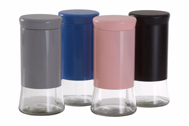 Orsina Glass Storage Jar with Grey Stainless Steel Lid, 1.5 l, Blue and Transparent