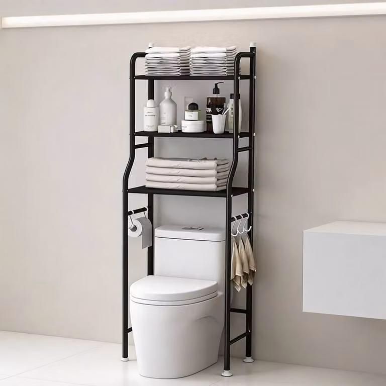 FORGEVIO Black 3-Tier Freestanding Metal Over Toilet Storage Rack