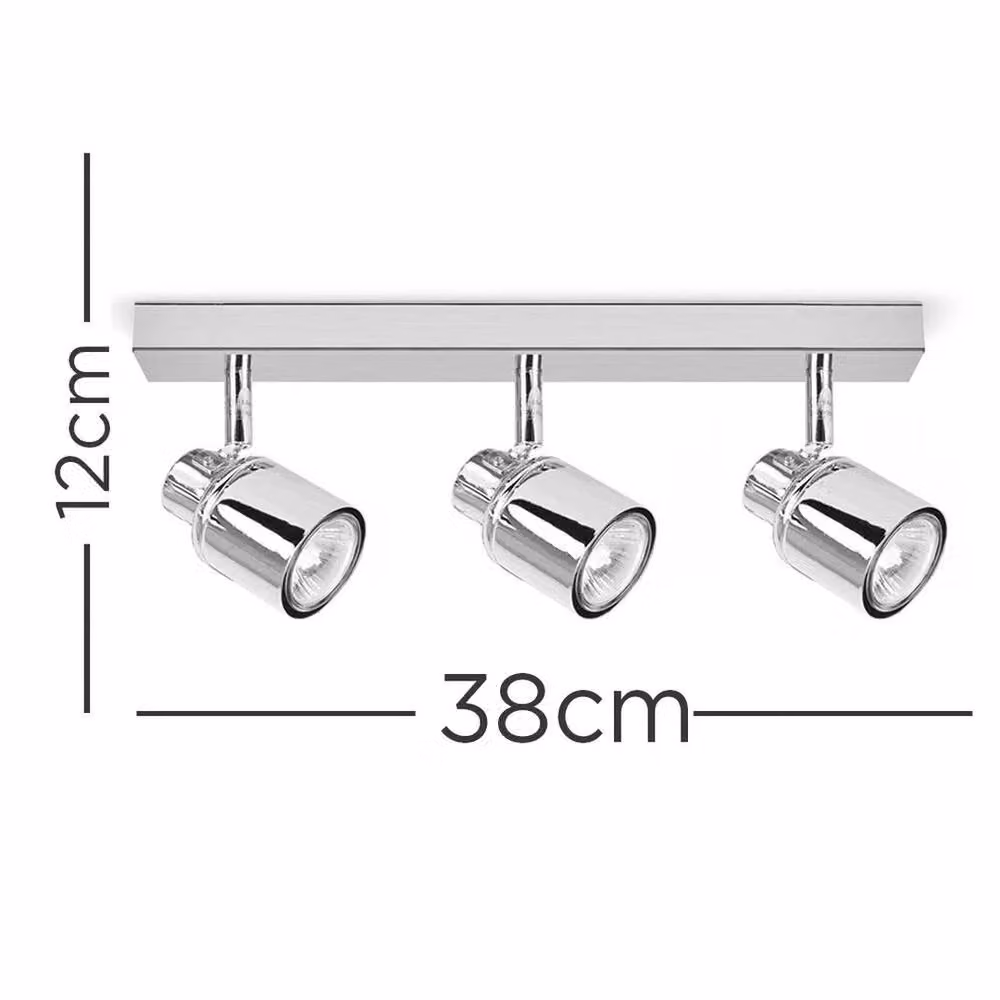 EONLION Adjustable 3 Way Spotlight Fitting in Chrome and Silver for Kitchen and Bathroom – 2
