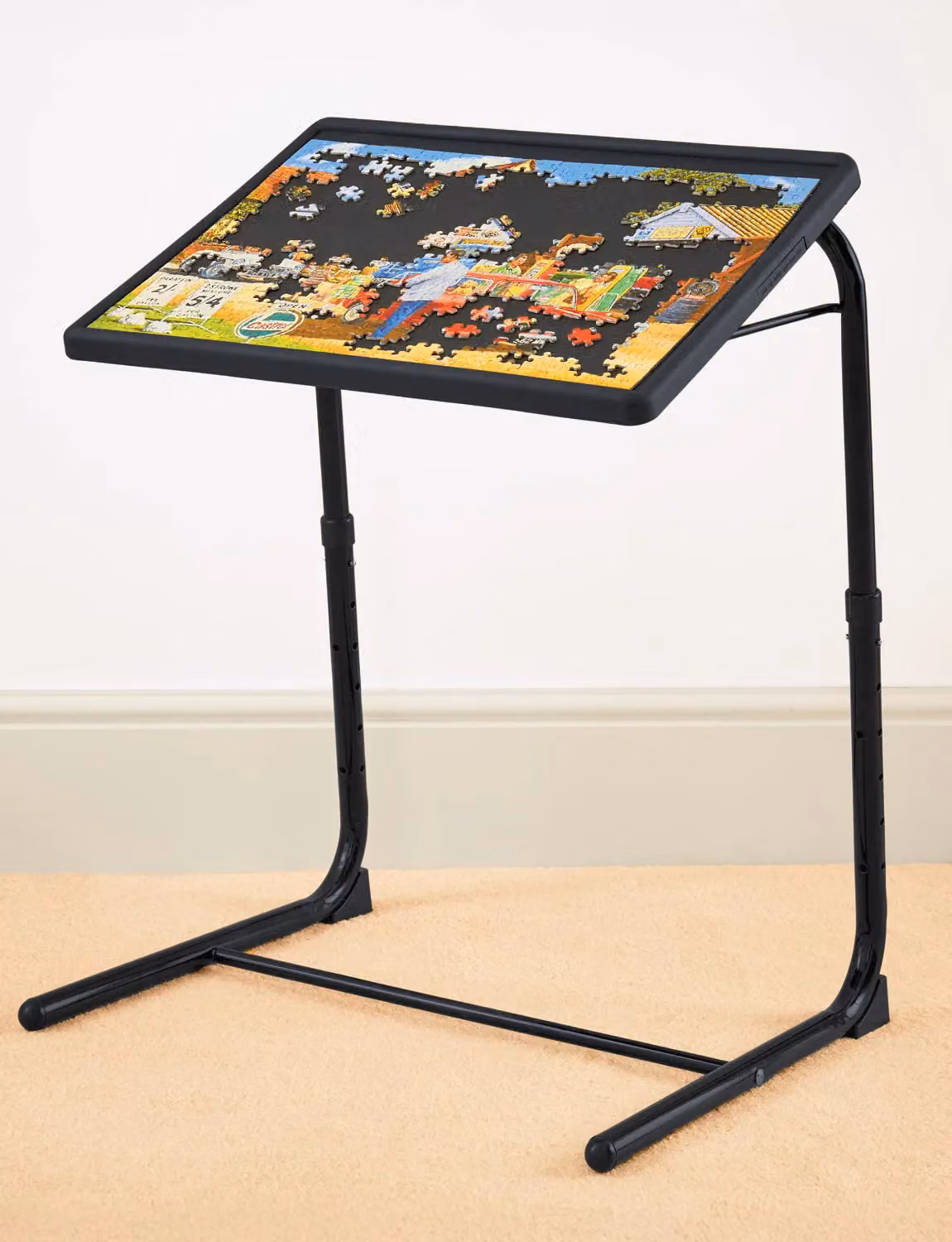 Chums Height and Tilt Adjustable Folding TV Table with Sled Base in Black – 5