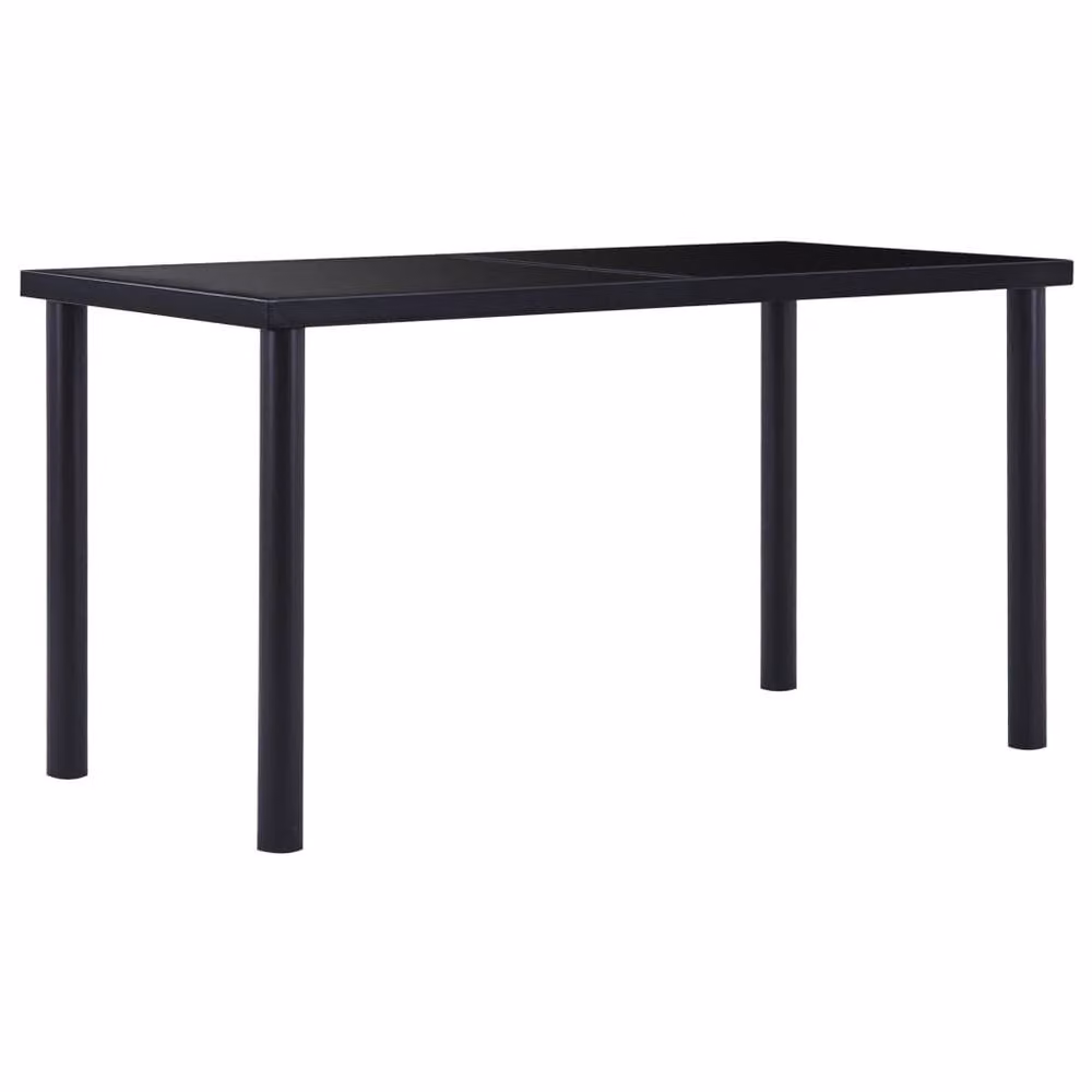 Berkfield Home Modern Rectangular Dining Table in Black with Tempered Glass, W/D/H: 140 x 70 x 75 cm – 2