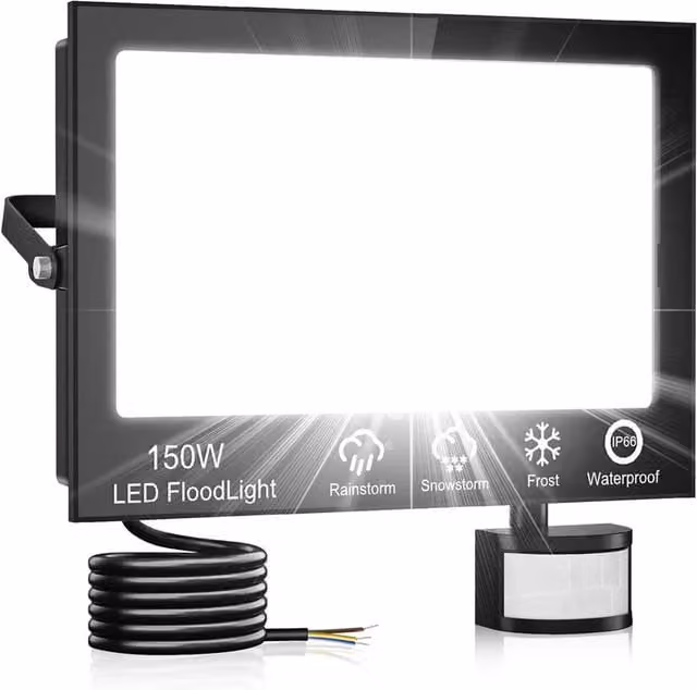 SPETLEK 150W LED Outdoor Garden Flood Light with Remote Control, Black