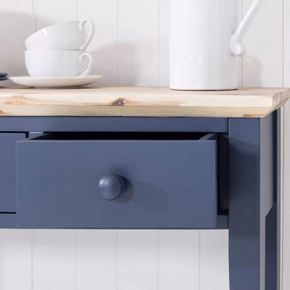 Statement Furniture Florence Large Console Table with 3 Drawers and Shelf in Blue, W/D/H: 143 x 32.5 x 76 cm – 7