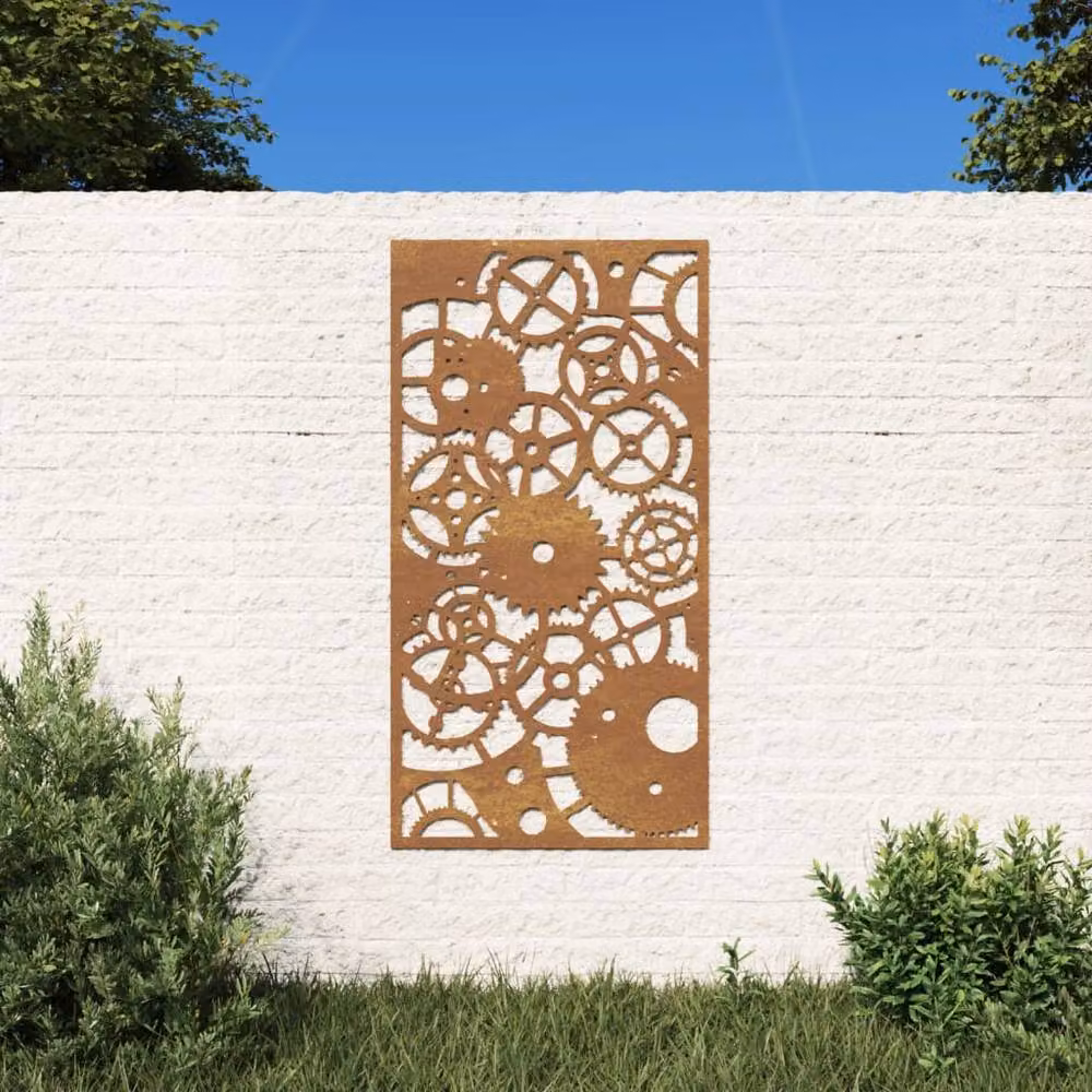 Berkfield Home Garden Brown Geometric Corten Steel Wall Decoration, W: 105 cm, H: 55 cm – 2