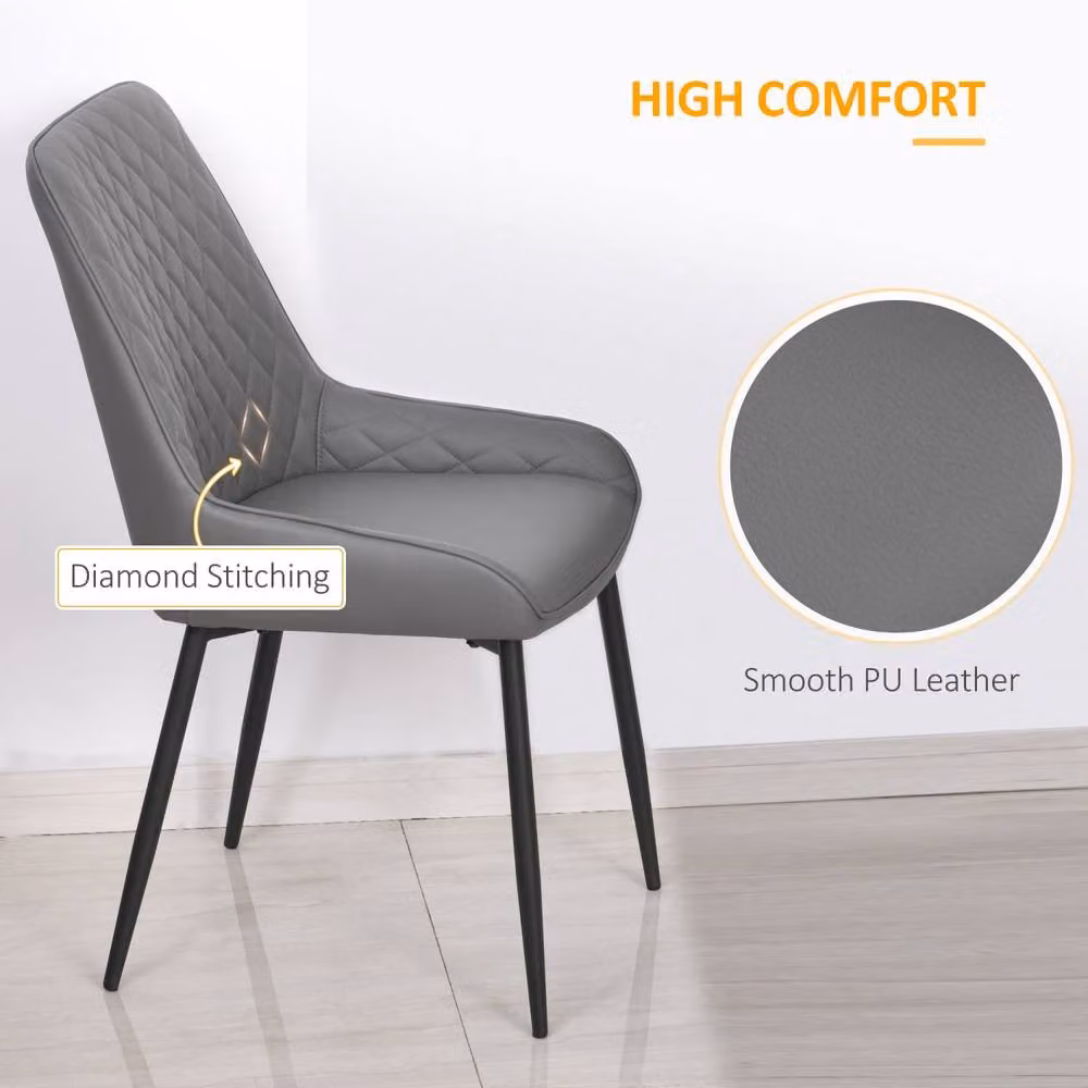 Wyld Haus Farazi Grey Quilted Faux Leather Dining Chairs Set of 2 – 5