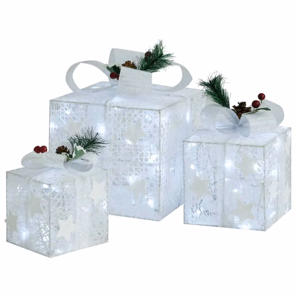 Berkfield Home Decorative Christmas Gift Boxes, 3 Pieces, White – 2