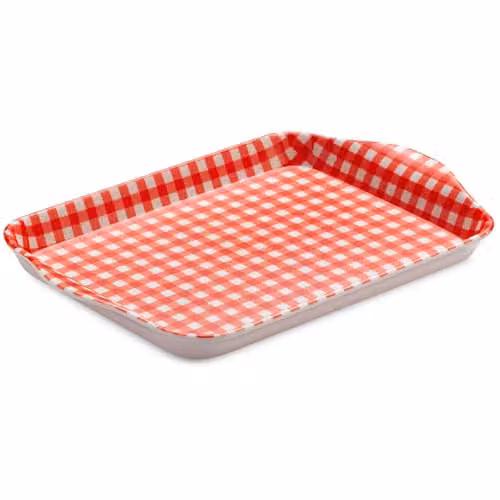 Zeal Mini Melamine Serving Tray with Handles, Red, W: 18 cm, D: 14 cm