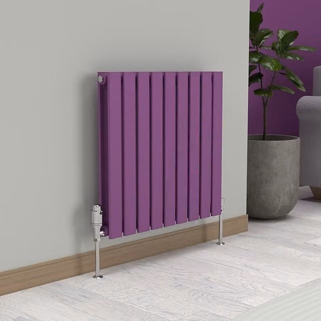 Lux Heat Flat Horizontal Double Radiator in Pretty Plum Purple, W: 60.0 cm, H: 63.0 cm